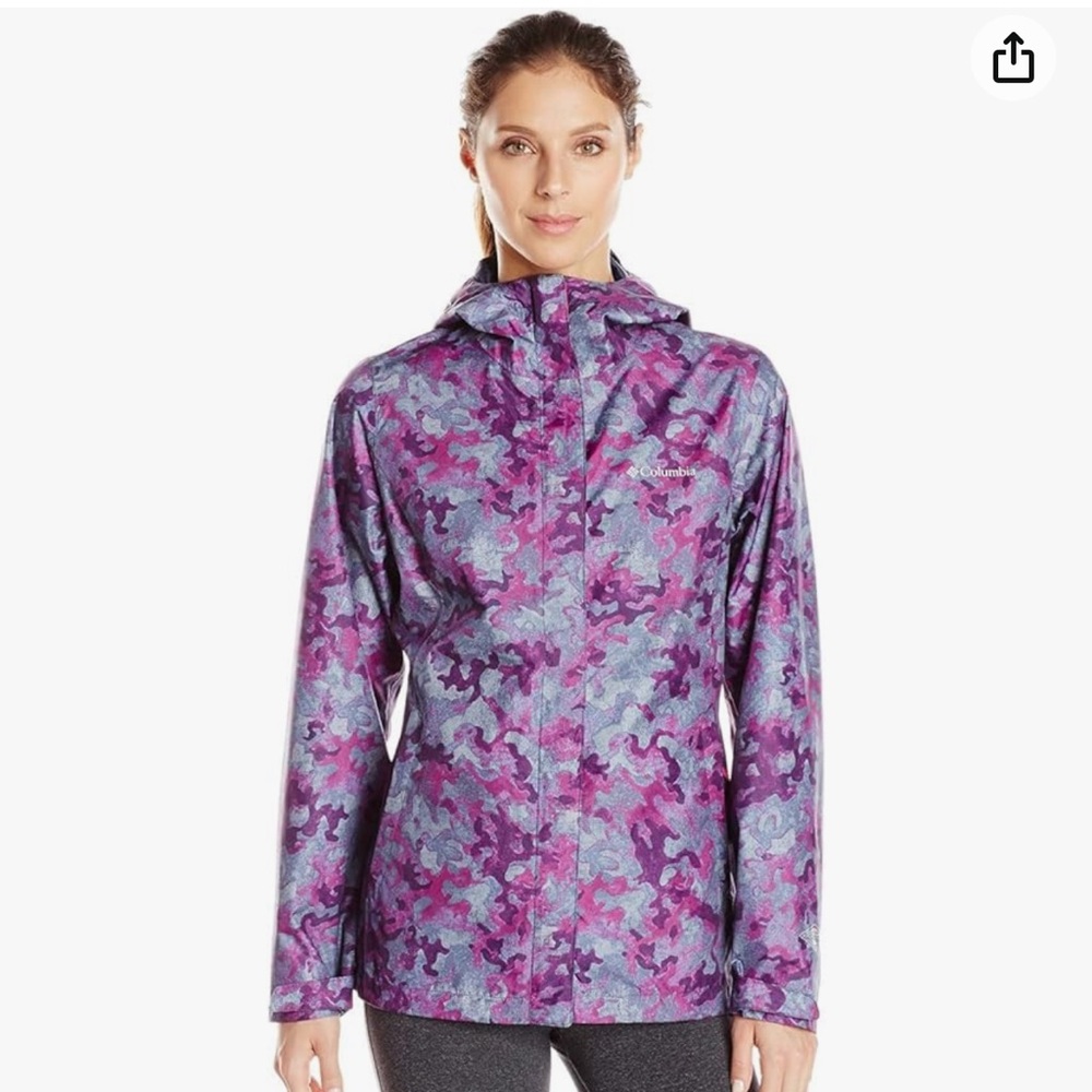 Columbia women’s Arcadia print jacket rain coat 0 XS hiking fishing camping